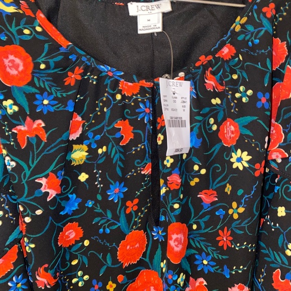 J. Crew Black Floral Flutter Dress - Picture 6 of 9